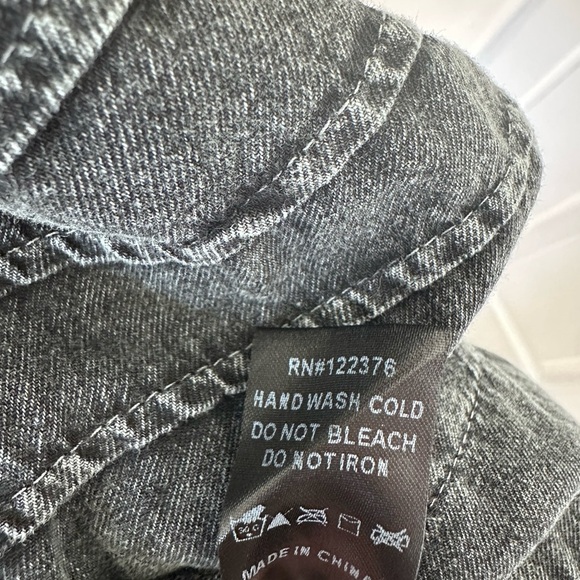 Mustard Seed Black Dark Wash V Neck Denim Midi Dress with Pockets - S - Picture 7 of 11